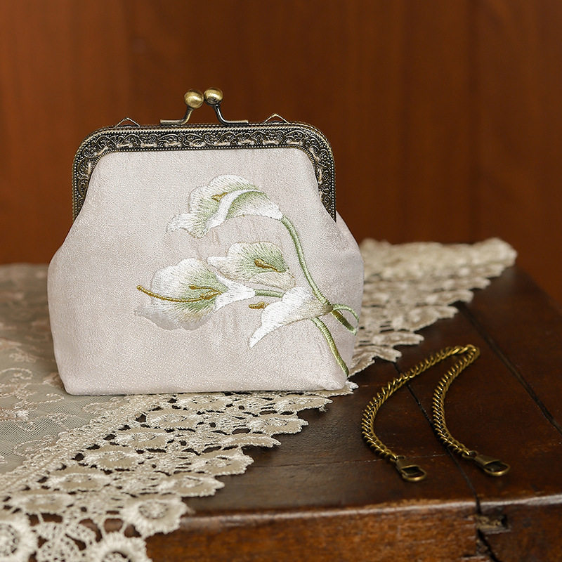 新中式中国风刺绣旗袍口金包包女款单肩包手提汉服包古风零钱小包