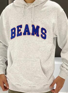 春秋日系beams effect套头休闲上衣学院风日系复古卫衣男女款帽衫