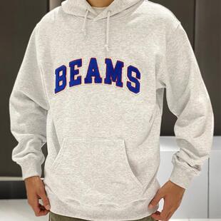 帽衫 春秋日系beams effect套头休闲上衣学院风日系复古卫衣男女款