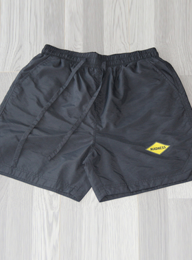 madness house 夏季新款短裤男纯色休闲五分裤宽松运动黑色中裤