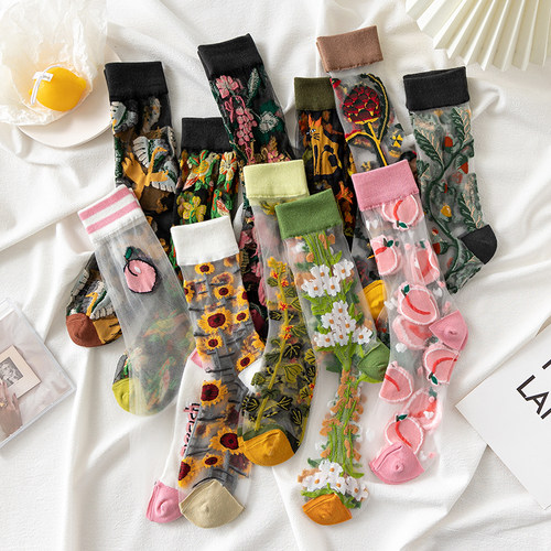 透明ins复古向日葵水晶玻璃丝