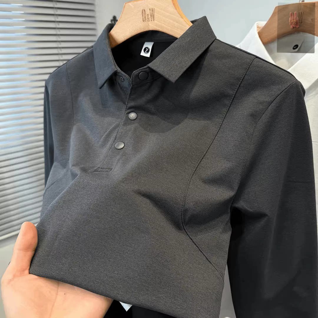 菲莫斯轻奢男装春季新款拼接POLO衫轻量化高级感商务休闲长袖T恤