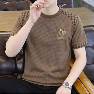 芸菲汇服饰男装夏季新款男士轻奢刺绣短袖T恤老钱风休闲潮流上衣