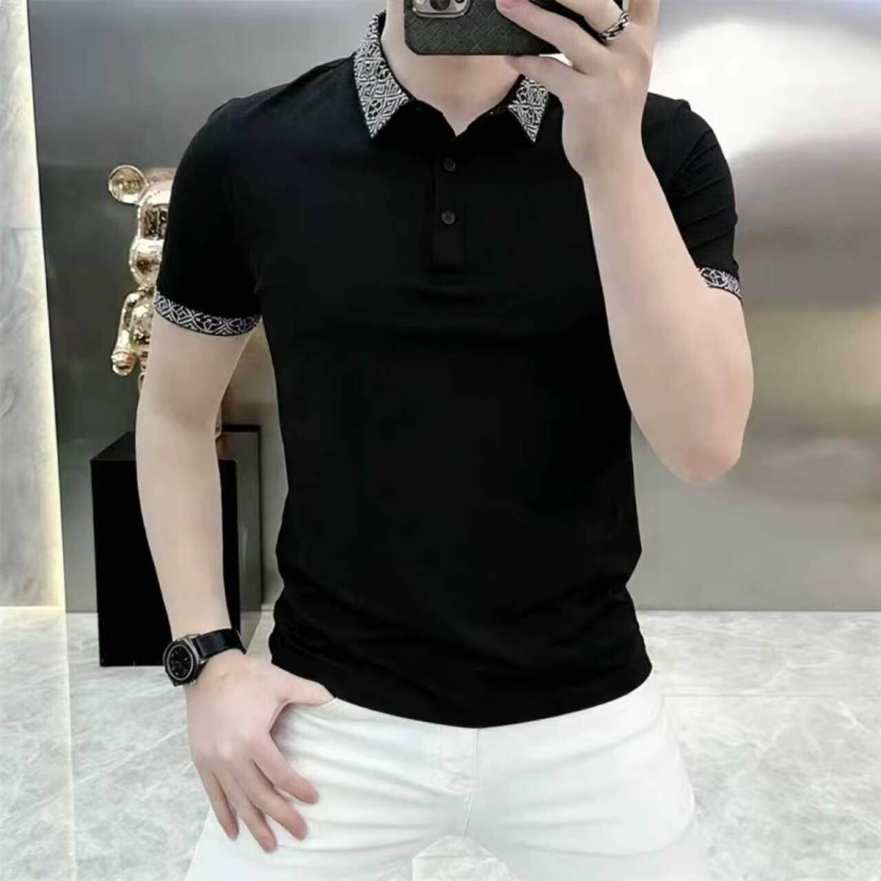 点击率男装专柜品质高档翻领短袖T恤POLO衫夏季时尚潮流简约半袖