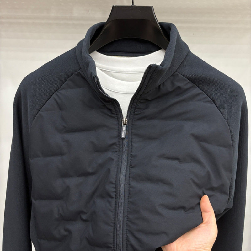 万苏男装冬季男士立领拼接轻薄保暖外套绵羊毛内胆羽绒服棉衣夹克