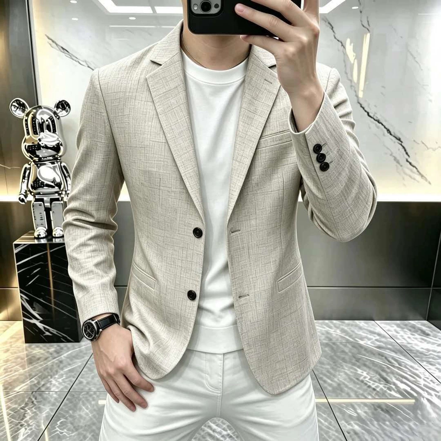维乾百货男装高档轻奢男士商务休闲西服秋冬时尚百搭纯色西装外套