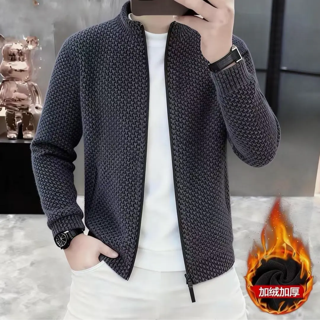 情深深男装秋季男士加绒夹克轻奢时尚休闲百搭潮流保暖外套2673