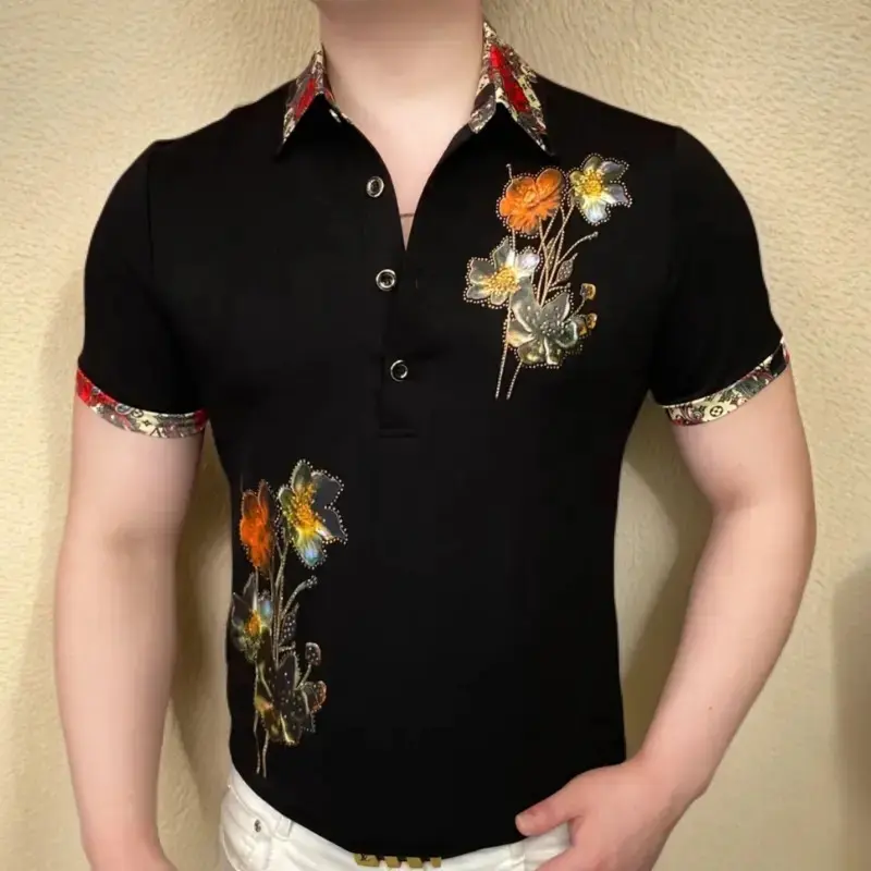 耀爆时尚欧货男装2026夏季POLO衫半袖男士修身翻领帅气休闲短袖T