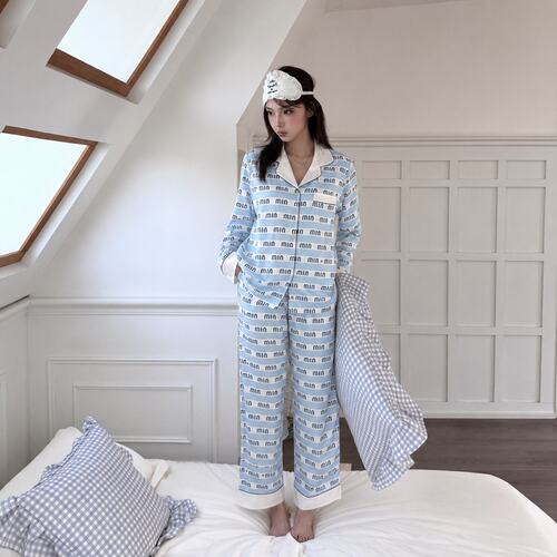 高级感轻奢睡衣女长袖长裤套装