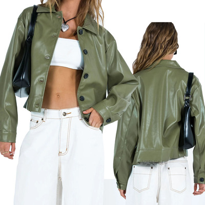 欧美外贸翻领皮衣外套机车夹克