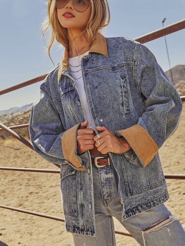 Cotton jacket women clothes women coat牛仔外套女宽松夹克上衣
