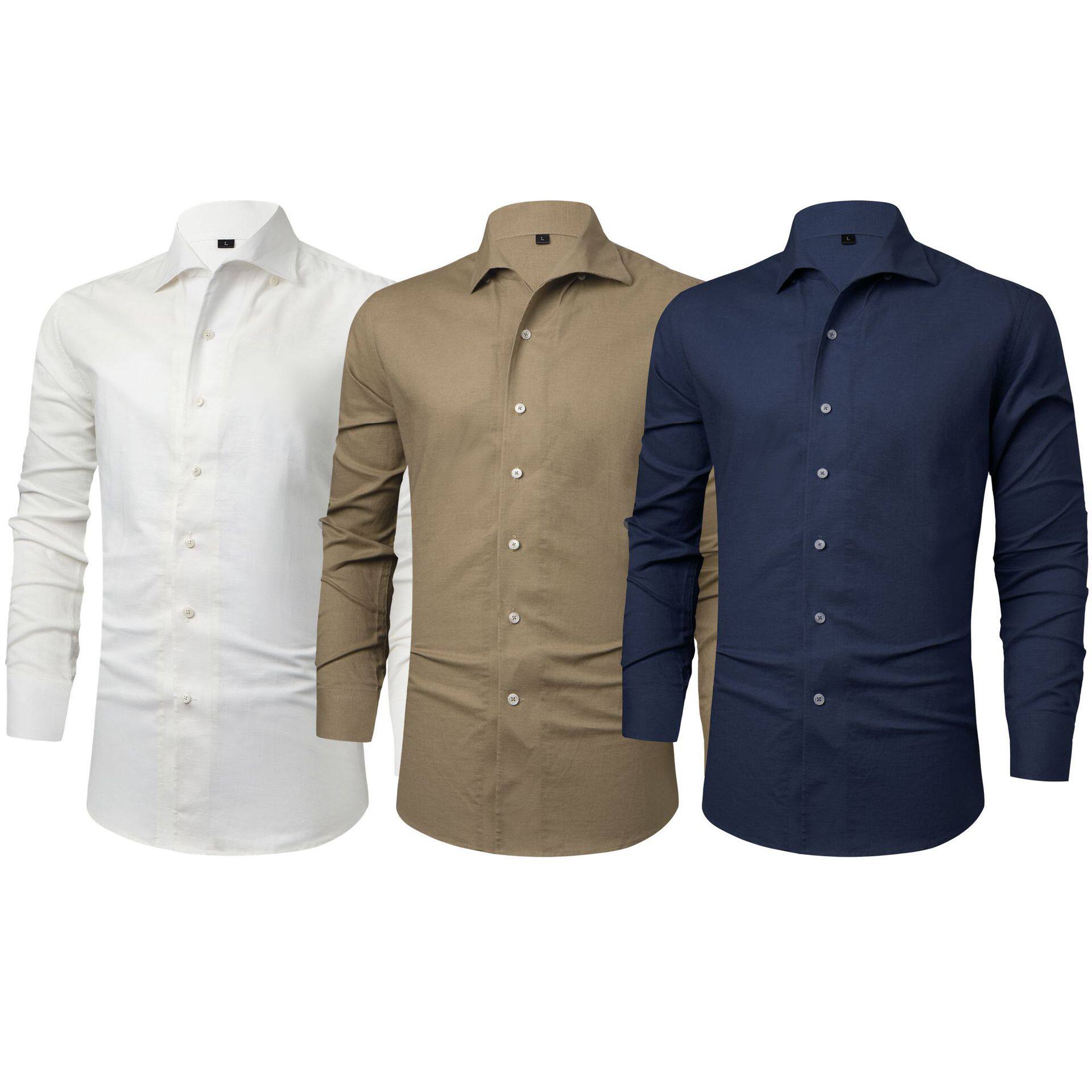 Young men with simple casual shirt白色百搭青年简约休闲衬衣男