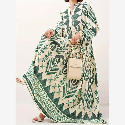 民族优雅连衣裙柔软舒适印花长袍
