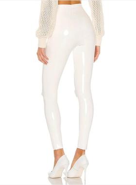 白色皮裤性感pu紧身九分裤Leather pants pu tight cropped pants