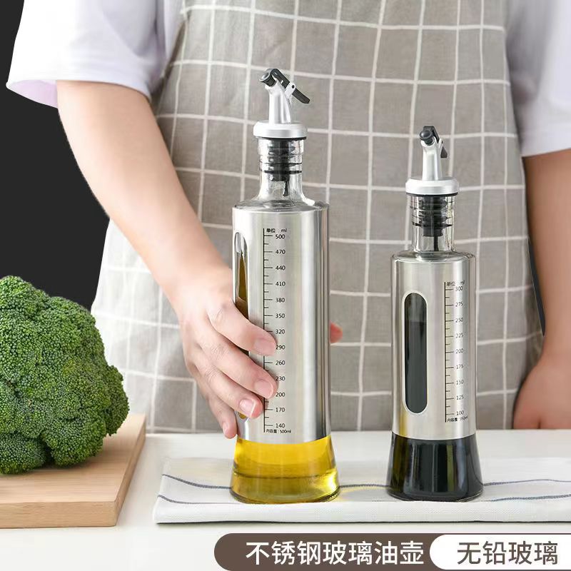 刻度玻璃油瓶油壶醋瓶酱油瓶酒瓶可控油家用大容量调味料瓶罐厨房