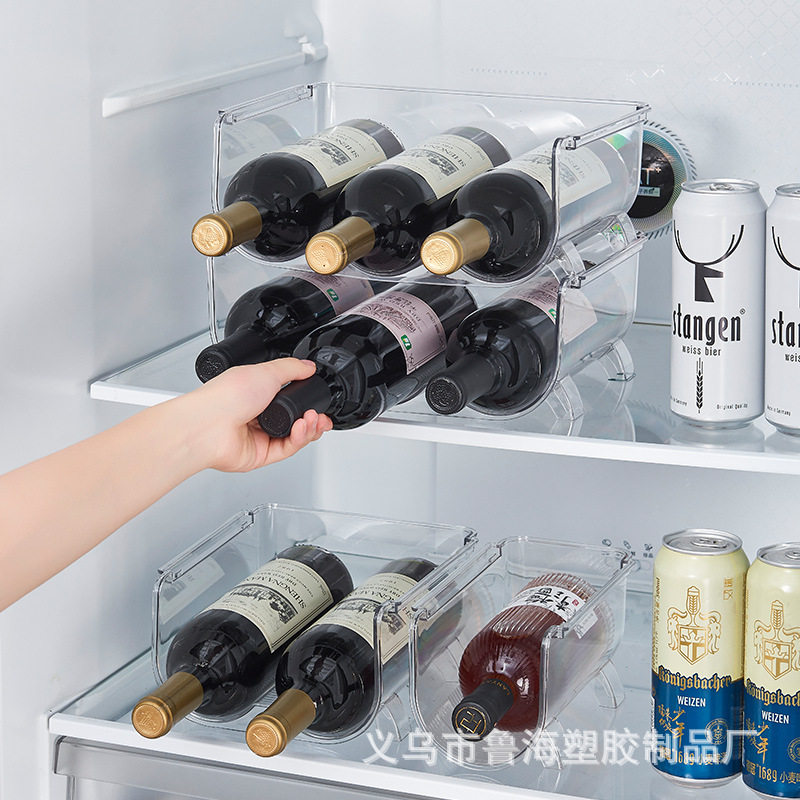 红酒收纳置物托架 高透可冷藏叠加桌面杯架