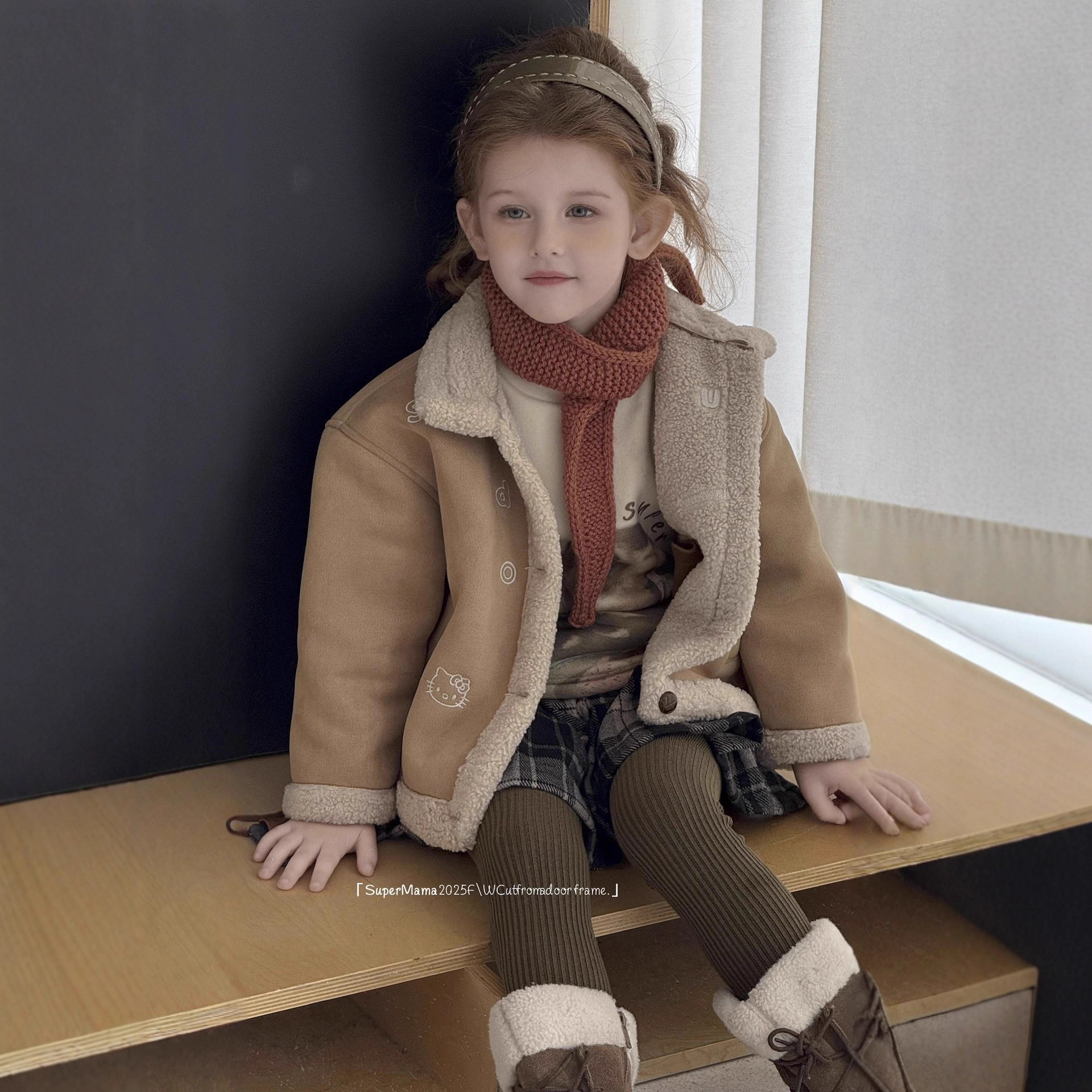 女童皮毛一体大衣2025冬季新款儿童外套加厚保暖冬装宝宝上衣童装