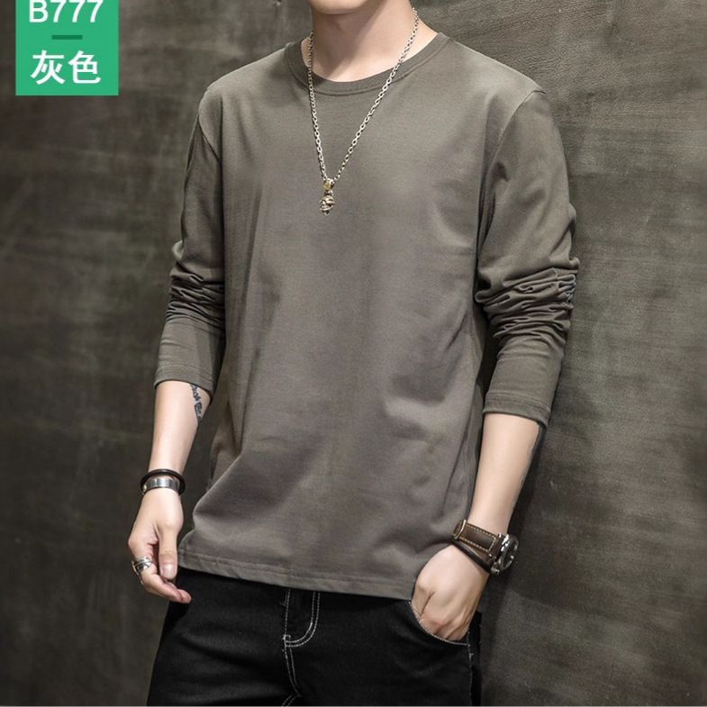 长袖t恤男款纯棉男装纯色男生上衣休闲卫衣单穿百搭男士T恤衣服