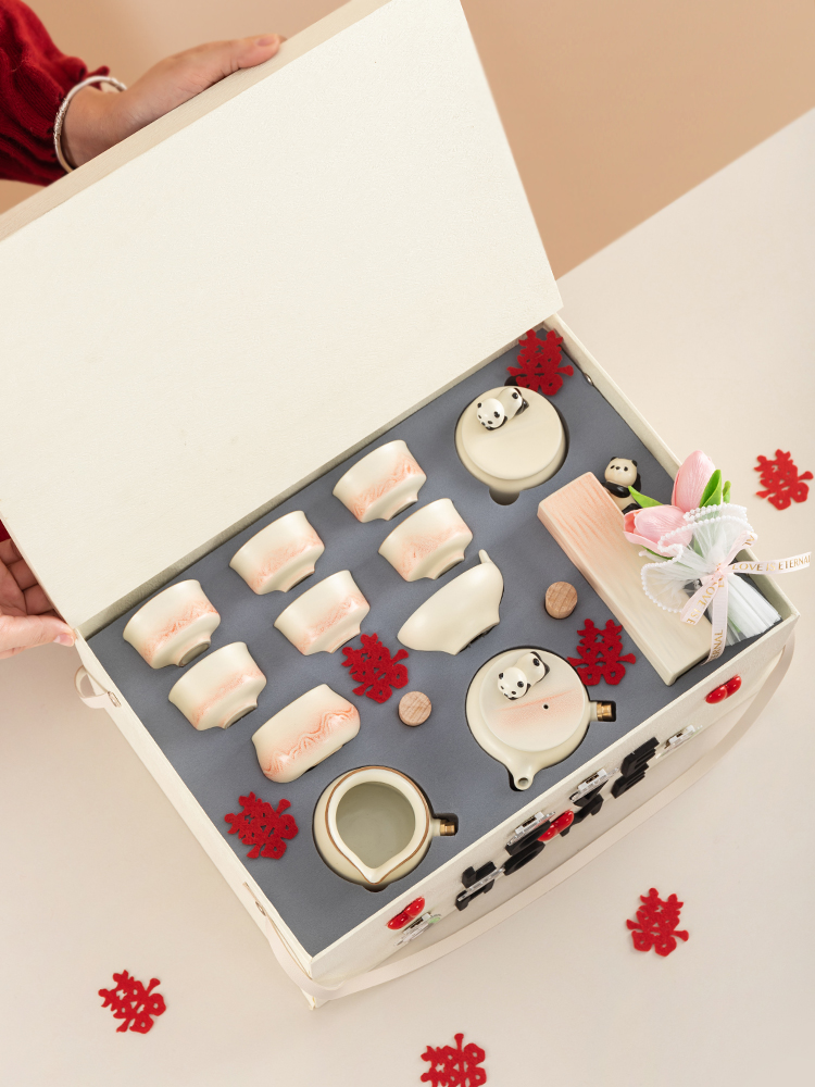 唐诚熊猫茶具茶壶新婚夫妇喜事礼品暖家乔迁生日礼盒感动实用产品