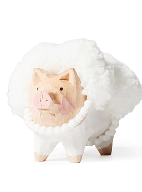 披着羊皮的猪木雕绵羊小猪