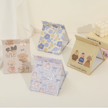 卡通折叠镜子可爱动物台式镜子办公桌面化妆镜学生宿舍梳妆镜