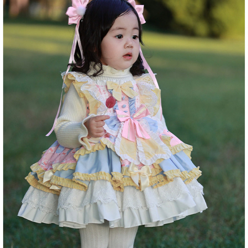 女童秋冬新款洛丽塔洋气公主裙2024宝宝生日蓬蓬礼服裙儿童裙子