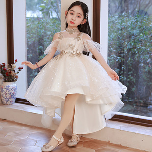 女童洋气晚礼服花童婚纱主持人钢琴演出服儿童走秀公主裙蓬蓬纱裙