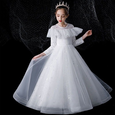 女童礼服公主裙花童婚礼儿童高端主持人钢琴演奏晚礼服秋冬