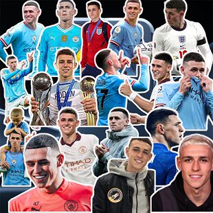 新款福登防水贴纸 英超足球曼联运动员周边diy贴画简约自粘装饰贴