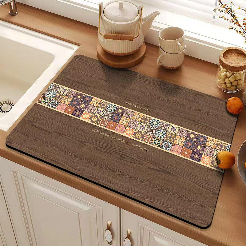 软硅藻泥厨房沥水垫台面餐具碗盘餐垫控水垫洗手台水龙头吸水垫