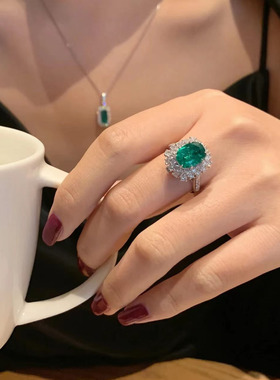 新品设计高级感绿祖母戒指女食指