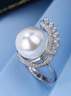 重工戒指澳白珍珠奢华人工气质女