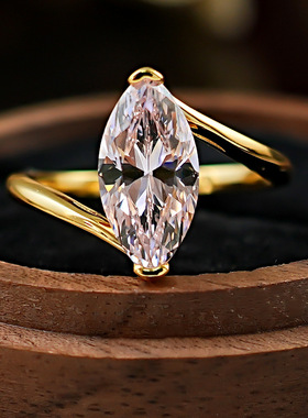 冰花切扭臂开口戒指女轻奢指环