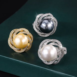 欧美风法式 豪华百搭冷淡风食指戒 珍珠戒指简约轻奢设计复古款 时尚