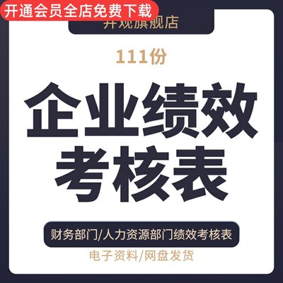 企业公司绩效考核表假期计划工具表格企业管理部门岗位360度考评多元化kpi关键绩效指标财务部门绩效考核表