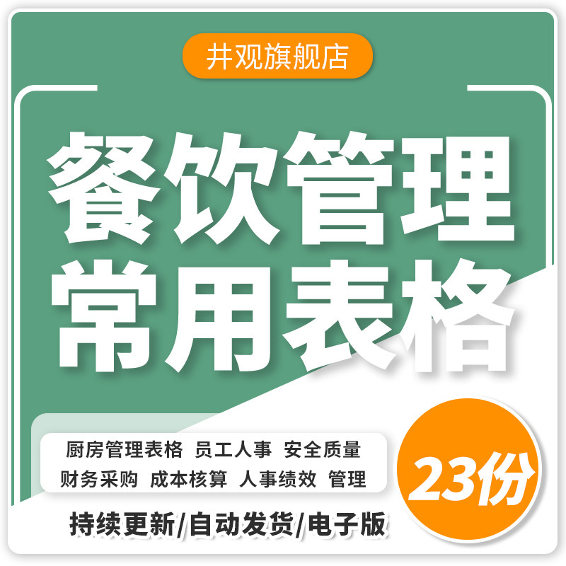 餐厅酒楼酒店餐饮电子版资料常用表格word模板管理规章制度薪酬绩