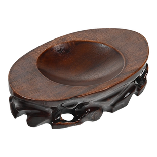 根雕蛋形石头底座文玩核桃托底座水晶球红木球形摆件葫芦凹槽托架