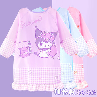 儿童罩衣女童中长款防水防脏幼儿园反穿衣吃饭画画围裙库洛米罩衫