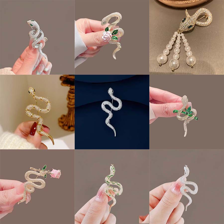 玫瑰花束蛇形胸针高档女轻奢水钻小众设计感毛衣胸花别针西装配饰