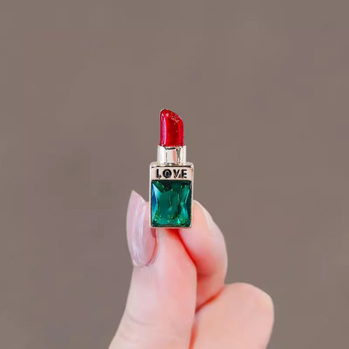 高级感创意口红仿胸针女小众感别针气质百搭防走光领针西服0907k