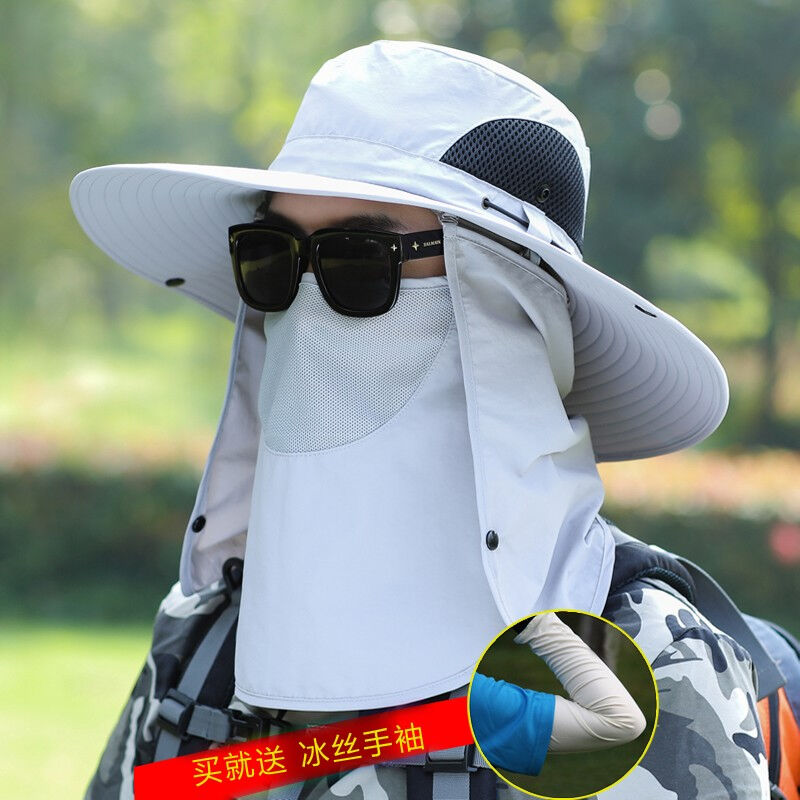 梵迪加帽子男士夏季戶外釣魚帽防曬面罩部遮陽帽男士夏天青年登山