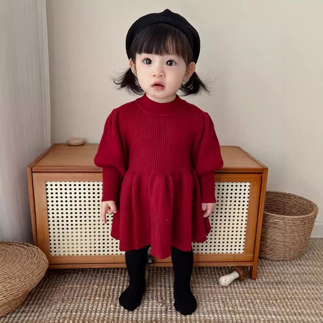 INS秋冬装女童针织连衣裙