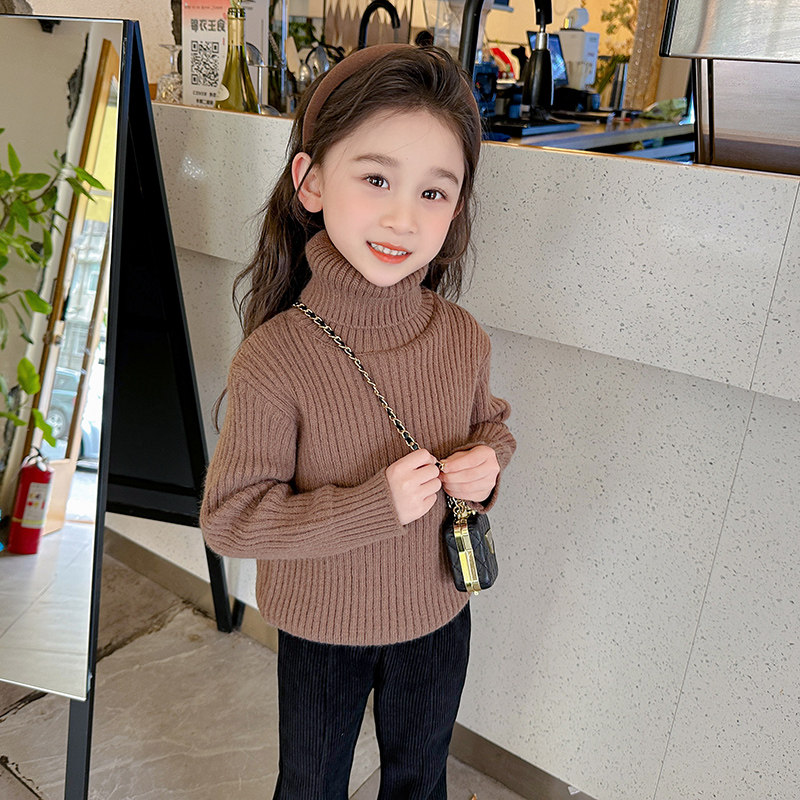女童高领毛衣秋冬2023新款童装内搭宝宝冬季毛线衣儿童针织打底衫