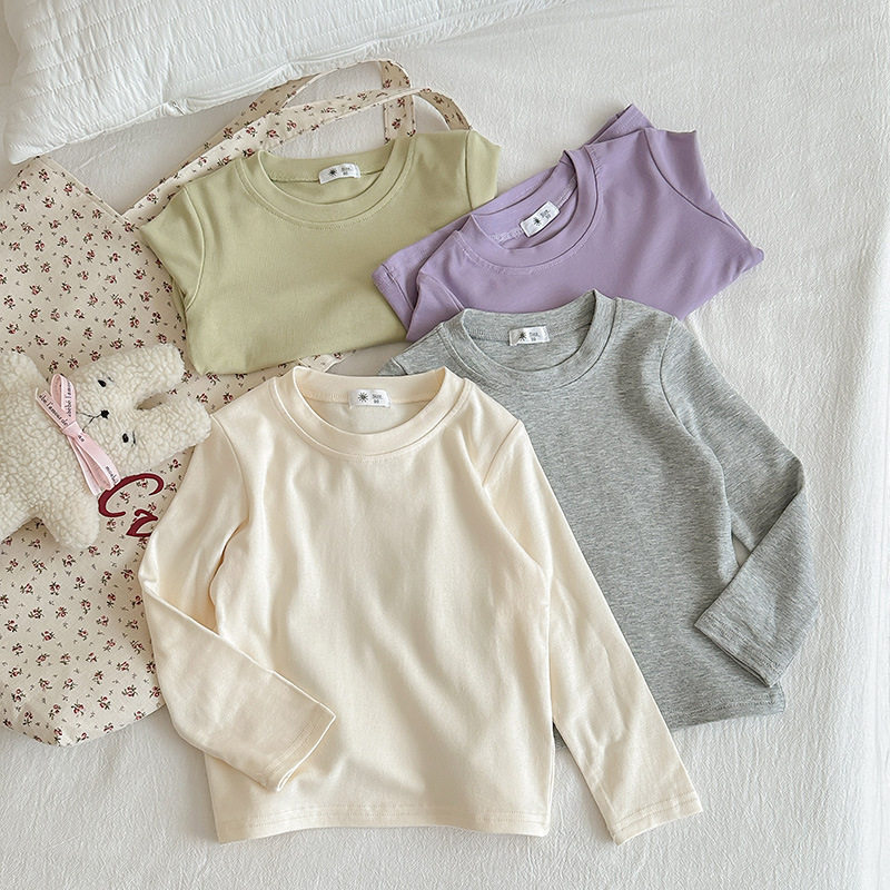 儿童白色长袖宽松T恤外穿春秋季男女童宝宝可爱打底衫上衣面膜T恤