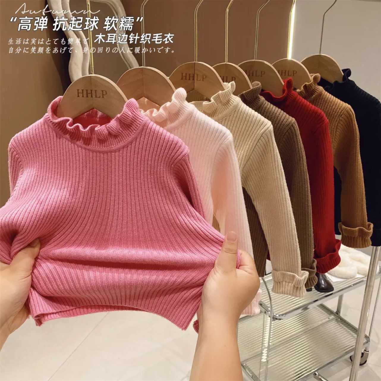 儿童新年毛衣秋冬季新品女童纯色针织衫中小童洋派保暖过新年