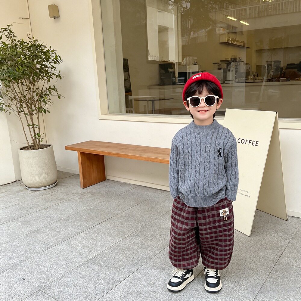 儿童毛衣纯色秋冬韩版男