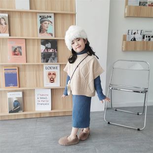 2024冬季新款女童针织高领毛衣中长款连衣裙裙儿童长款打底毛线裙