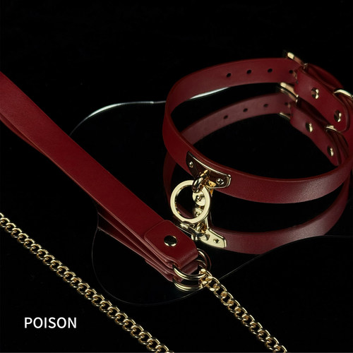 Poison 牛皮黑色定制刻字T型圆环Choker项圈女亚文化项链颈带
