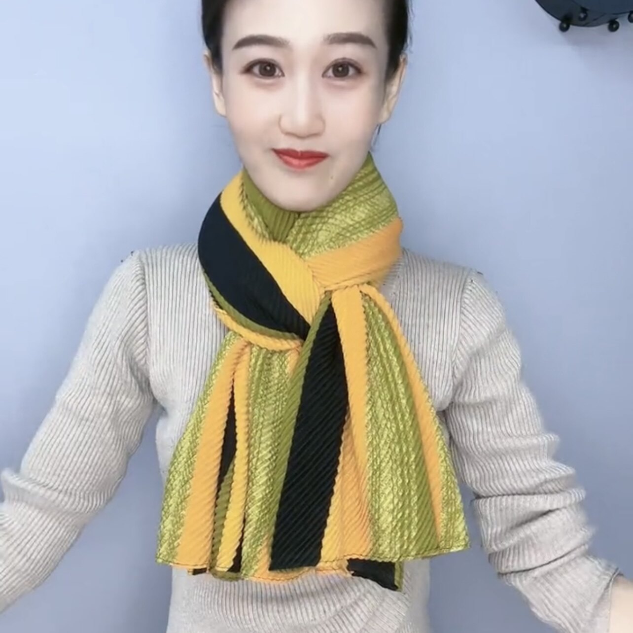 秋冬新款韩版棉麻压皱围巾菲灵同款网红褶皱围脖亲肤柔软舒适围脖