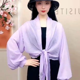 2022新款雪纺外套薄款夏天配吊带裙子外搭短款小披肩防晒衣女百搭